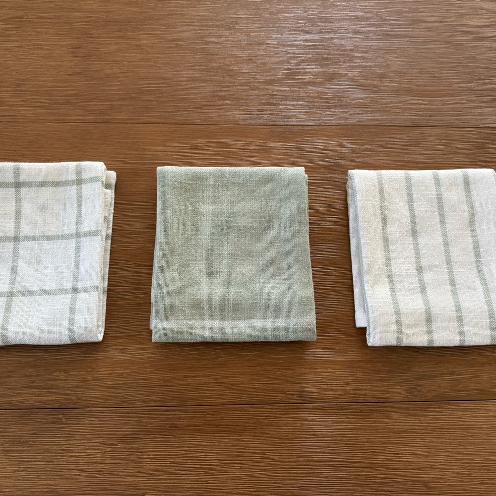 Mint Green and Cream Kitchen Towel Set